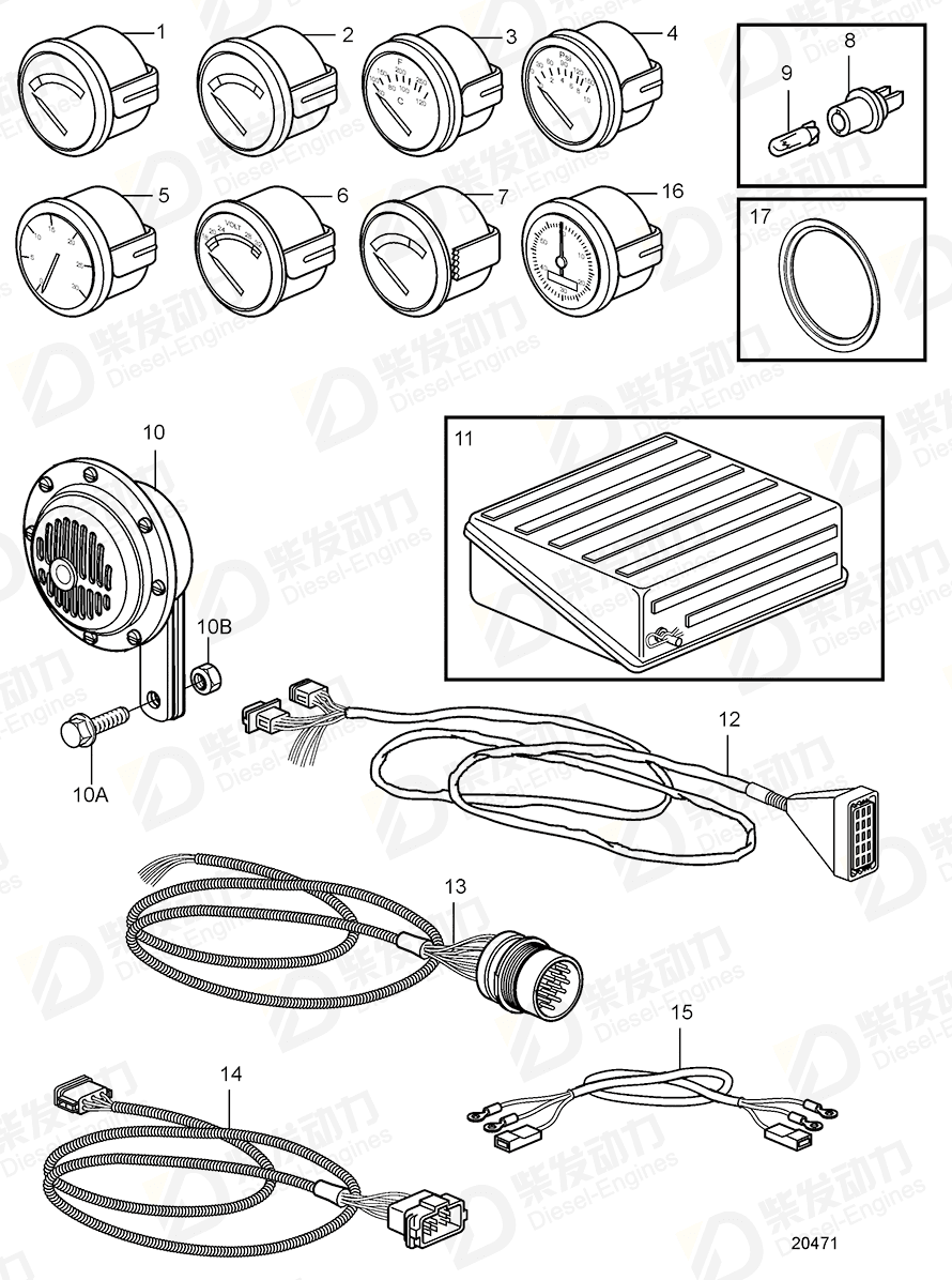 VOLVO Tachometer kit 874497 Drawing